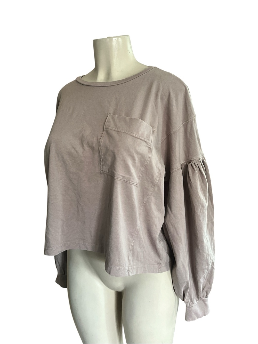 Free people Women's Balloon Sleeve Pocket crop Top - Taupe